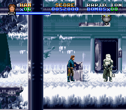 Super Star Wars: The Empire Strikes Back (SNES) screenshot: Now it's Han Solo's turn to escape from Hoth