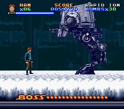 Super Star Wars: The Empire Strikes Back (SNES) screenshot: The empire will throw everything at him!