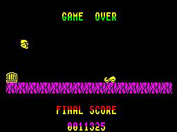 Bomb Fusion (ZX Spectrum) screenshot: Game over screen