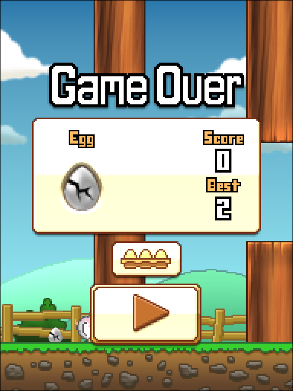 Tappy Chicken (Browser) screenshot: Game over