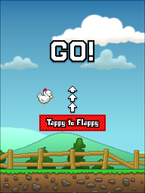 Tappy Chicken (Browser) screenshot: Starting the game. Tappy to flappy.