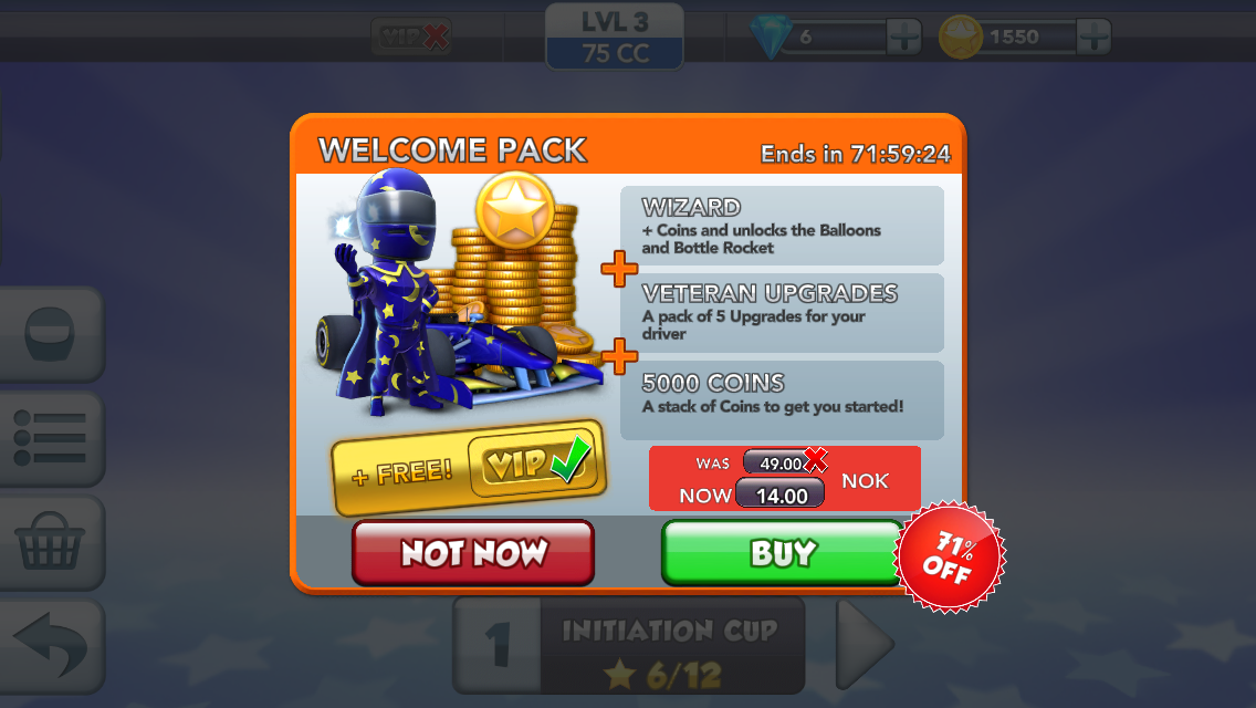 F1 Race Stars (iPhone) screenshot: Would you like to buy the premium package?