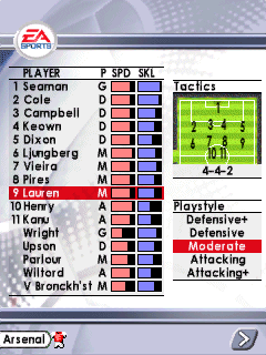 FIFA Soccer 2002 (Windows Mobile) screenshot: Team selection
