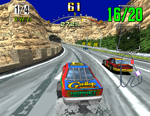 Daytona USA (Arcade) screenshot: Gameplay on Advanced track