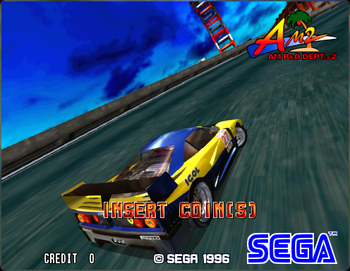 Sega Super GT (Arcade) screenshot: Attract mode with Ferrari F40