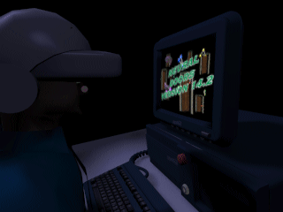Plague (DOS) screenshot: Intro: Someone browsing the VR internet of the future, when there's something transmitting...