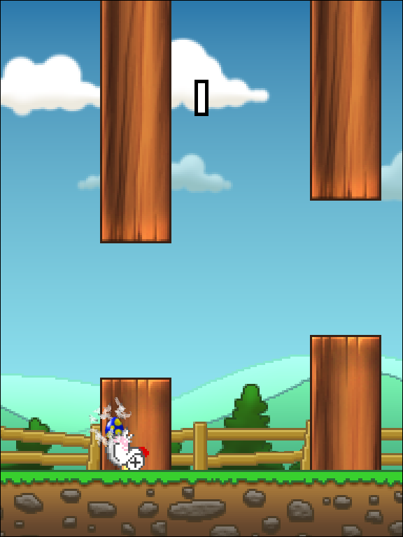 Tappy Chicken (Browser) screenshot: Well, I got through 1 pole before crashing