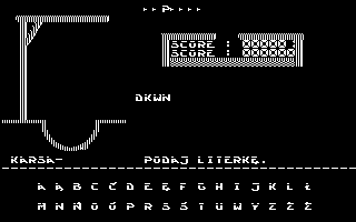 Stryczek (Atari 8-bit) screenshot: Gallows already standing