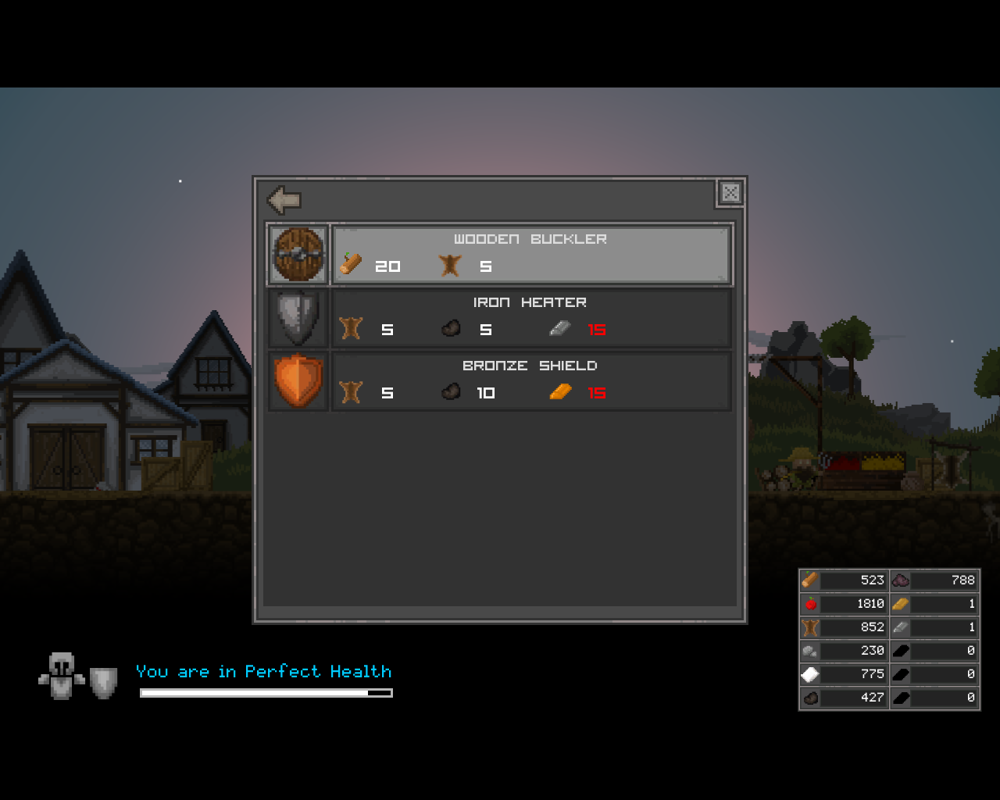 Regions of Ruin (Windows) screenshot: Selecting shield type to forge.