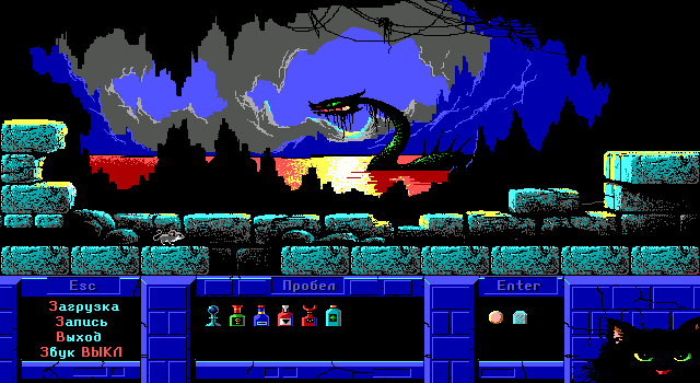 Mick (DOS) screenshot: Crawling through tiny burrows in mouse form.