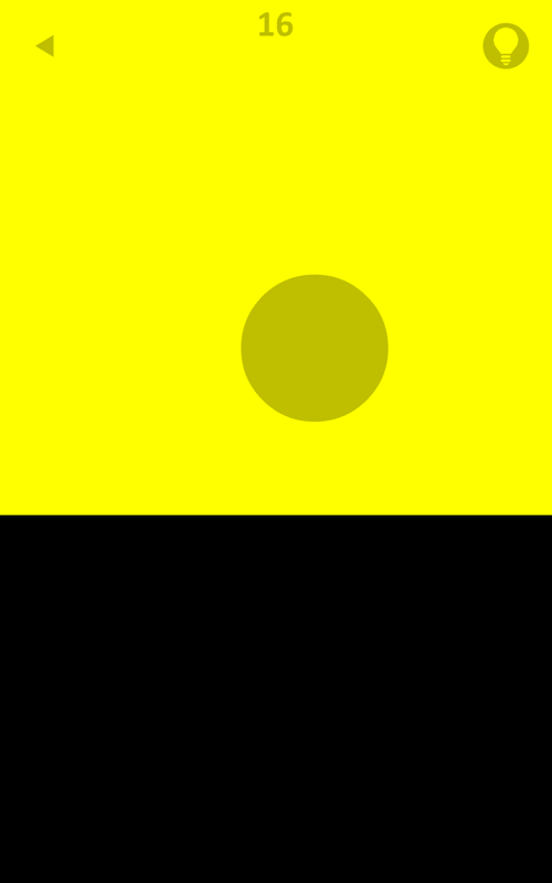Yellow (Android) screenshot: Level 16 with the light bulb in the top right corner
