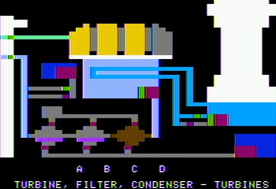 Three Mile Island (Apple II) screenshot: Each subsystem can be turned on and off at will.