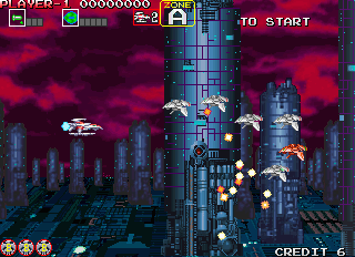 Darius Gaiden (Arcade) screenshot: First wave.