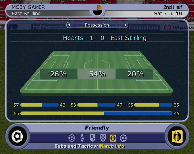 LMA Manager 2002 (PlayStation 2) screenshot: The game can be interrupted so that statistics can be reviewed and changes can be made