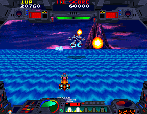 Burning Force (Arcade) screenshot: Giant robots.