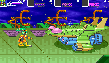 Bucky O'Hare (Arcade) screenshot: Aircraft as boss