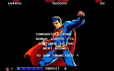 Superman (Arcade) screenshot: completed the first stage.