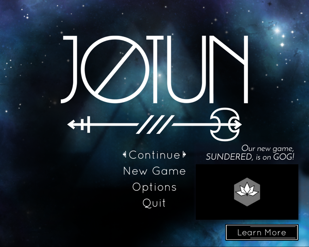 Jotun (Windows) screenshot: Main menu (GOG.com version, after Sundered became available)
