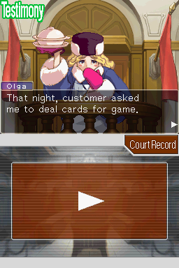 Apollo Justice: Ace Attorney (Nintendo DS) screenshot: The first witness giving their testimony.