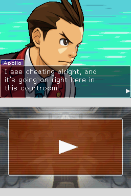 Apollo Justice: Ace Attorney (Nintendo DS) screenshot: Dramatic closeup.