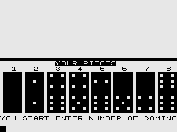 Dominoes (ZX81) screenshot: Starting out