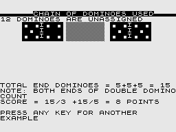 Dominoes (ZX81) screenshot: Example