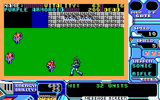 Wibarm (DOS) screenshot: A skirmish on the outside