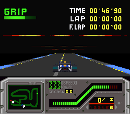 Redline: F1 Racer (SNES) screenshot: Russian GP has a tunnel.
