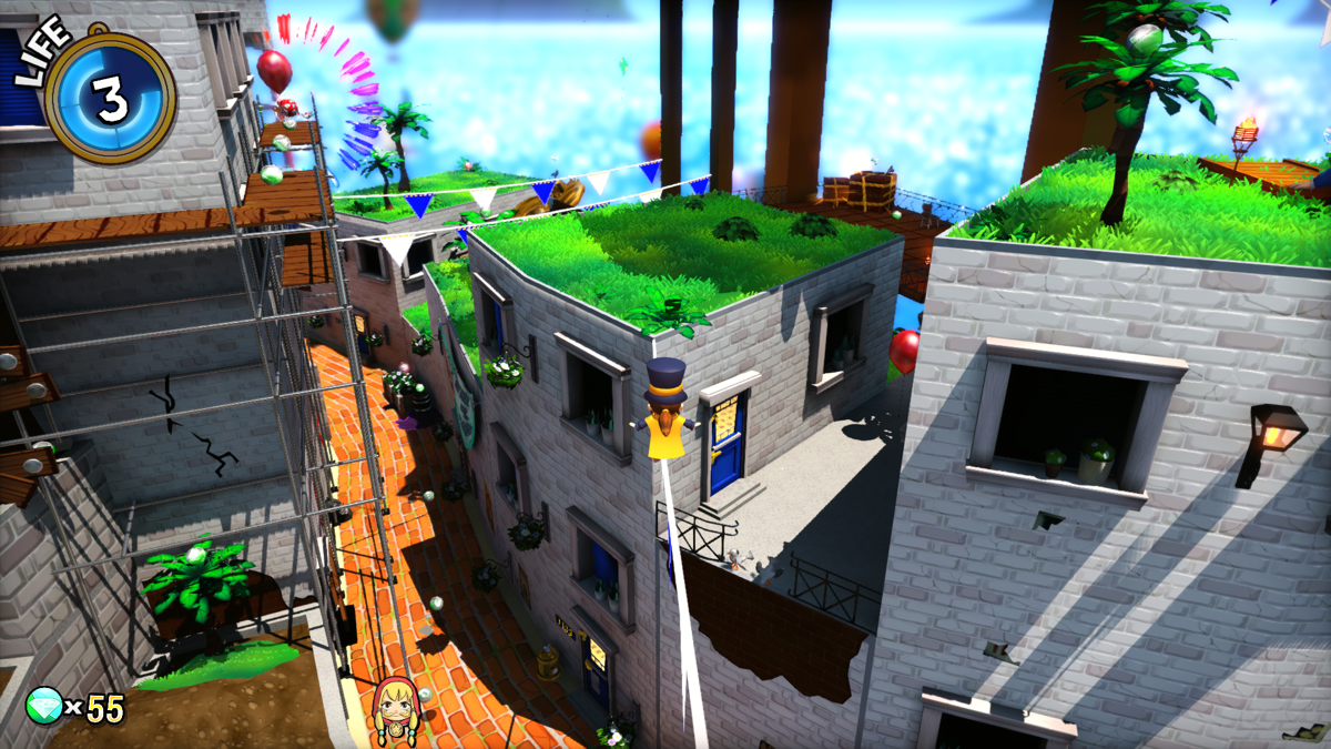 A Hat in Time (Windows) screenshot: Walking on a rope