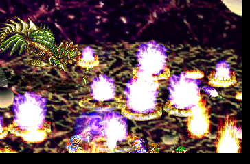 Grandia (PlayStation) screenshot: Late-game decisive boss battle. Check out his attack! Impressive, right?..