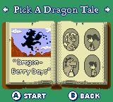 Dragon Tales: Dragon Adventures (Game Boy Color) screenshot: The story selection screen.