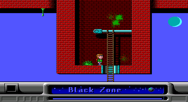 Black Zone (DOS) screenshot: The bottom-most room opens... towards the sky