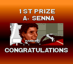 F1 Pole Position (SNES) screenshot: Winning a GP.