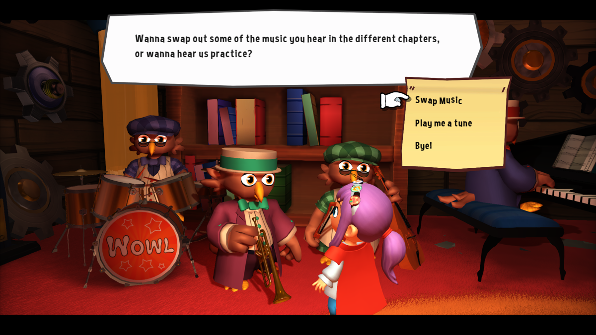 A Hat in Time (Windows) screenshot: Once unlocked, the band allows to play and swap music tracks
