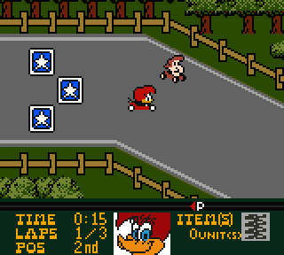 Screenshot of Woody Woodpecker Racing (Game Boy Color, 2000) - MobyGames