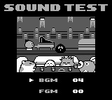 Kirby's Dream Land 2 (Game Boy) screenshot: Kirby and friends enjoy sound test