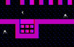 Parsec Man 3D (DOS) screenshot: Xon-1 (a 3D pitfall)