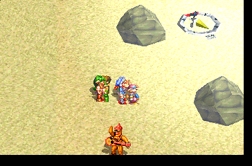 Grandia (PlayStation) screenshot: Desert dungeon. A visible enemy is approaching