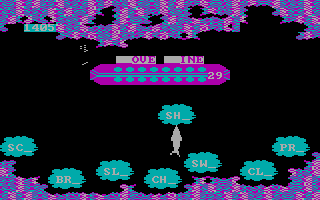 Sea Speller (PC Booter) screenshot: It's word-parts all the way down... (CGA)