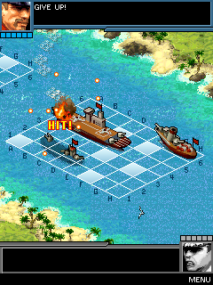 Naval Battle: Mission Commander (J2ME) screenshot: Taking some damage