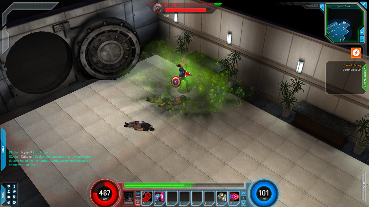 Marvel Heroes (Windows) screenshot: Black Widow is the first boss fight