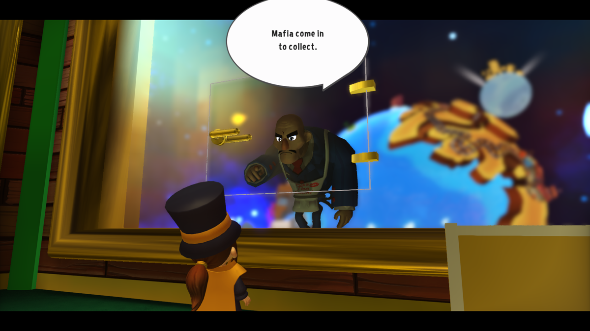A Hat in Time (Windows) screenshot: The story begins when mafia comes to the spaceship to collect the toll