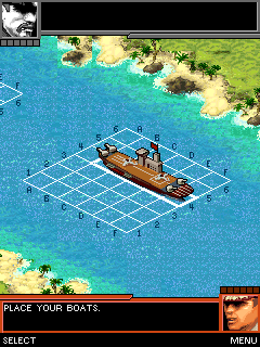 Naval Battle: Mission Commander (J2ME) screenshot: Starting out by placing your ships
