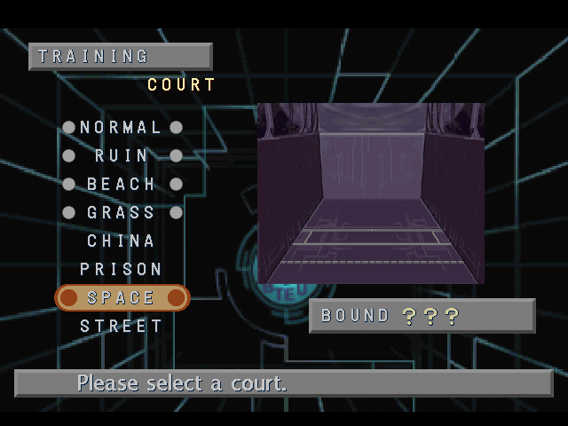 Street Racquetball (PlayStation) screenshot: Space