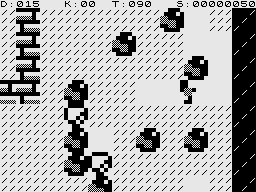 Boulder Logic (ZX81) screenshot: Be quick or be crushed by a boulder