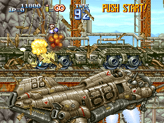 Gun Force II (Arcade) screenshot: Plane like a boss