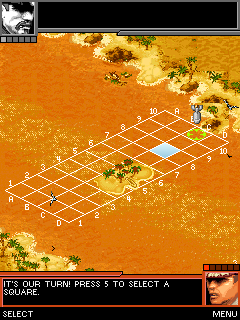 Naval Battle: Mission Commander (J2ME) screenshot: Different missions have different look and grid size