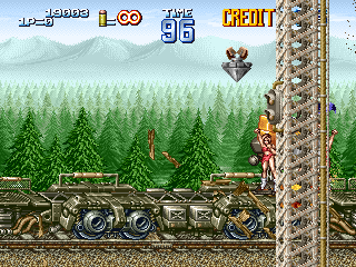 Gun Force II (Arcade) screenshot: Rescue girl