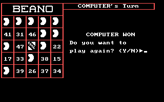 Arithmetic Games Set 1 (DOS) screenshot: And yes, the machine has won.