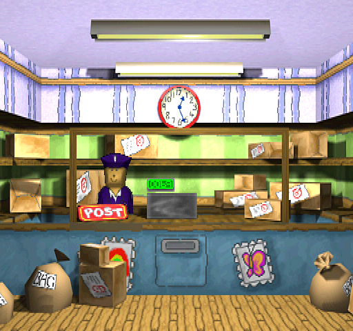 Arthur! Ready to Race (PlayStation) screenshot: Inside the Post Office. Where's my reward!